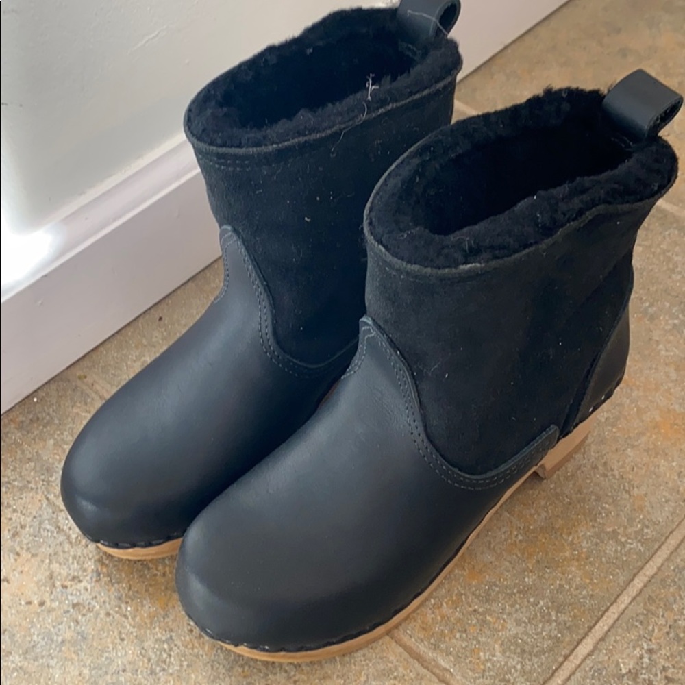 No. 6 Store Black Shearling black clog Boots